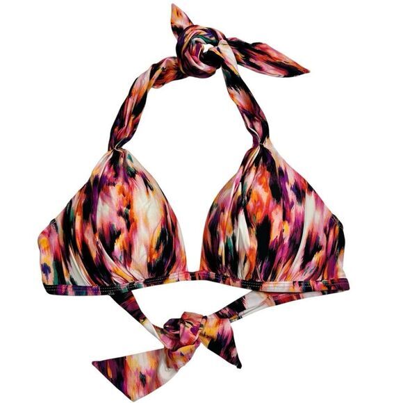 KENNETH‎ COLE BOHO MULTI COLOR TIE DYE PADDED HALTER BIKINI TOP 34B/C ARTSY BOHO - Picture 1 of 7